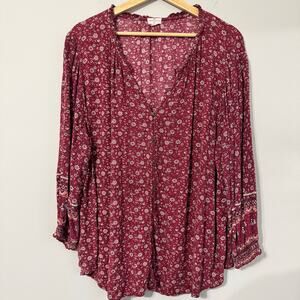 Mason & Belle Top Size 2X Prairie Boho Bloomcore Cottagecore Button Down Fall